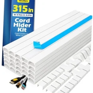 Cord Hider Kit, Paintable Cable Raceway, Cord Covers for Wires on Wall, 315in